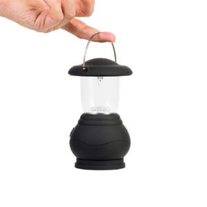 Retro black LED lantern for camping.